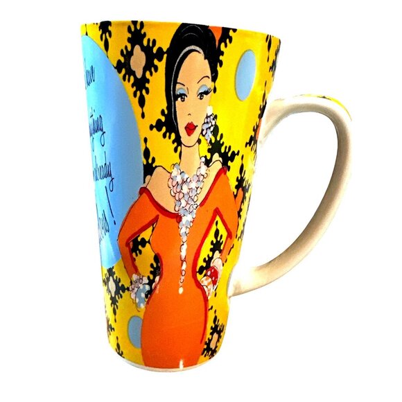 Delish Fabulous Quote Art Deco Tumbler Mug Glam Desk Decor Relic Gift Chic Power - Picture 3 of 9